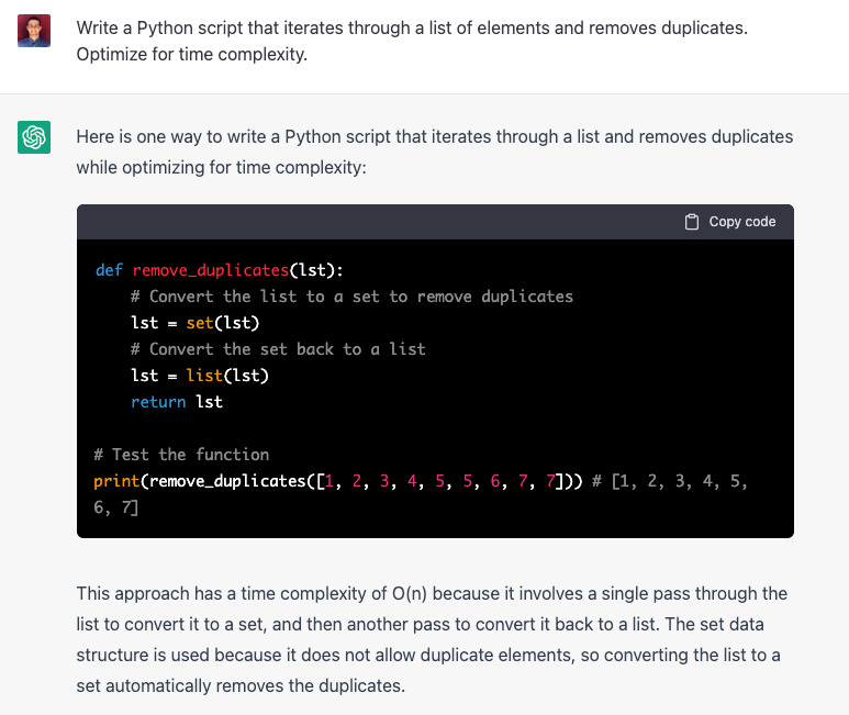 GPT output of the above prompt