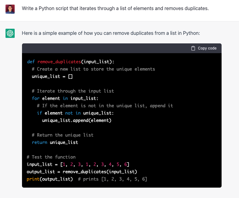 GPT output of the above prompt