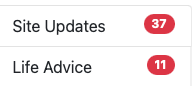 Sidebar content showing Site Updates and Life Advice