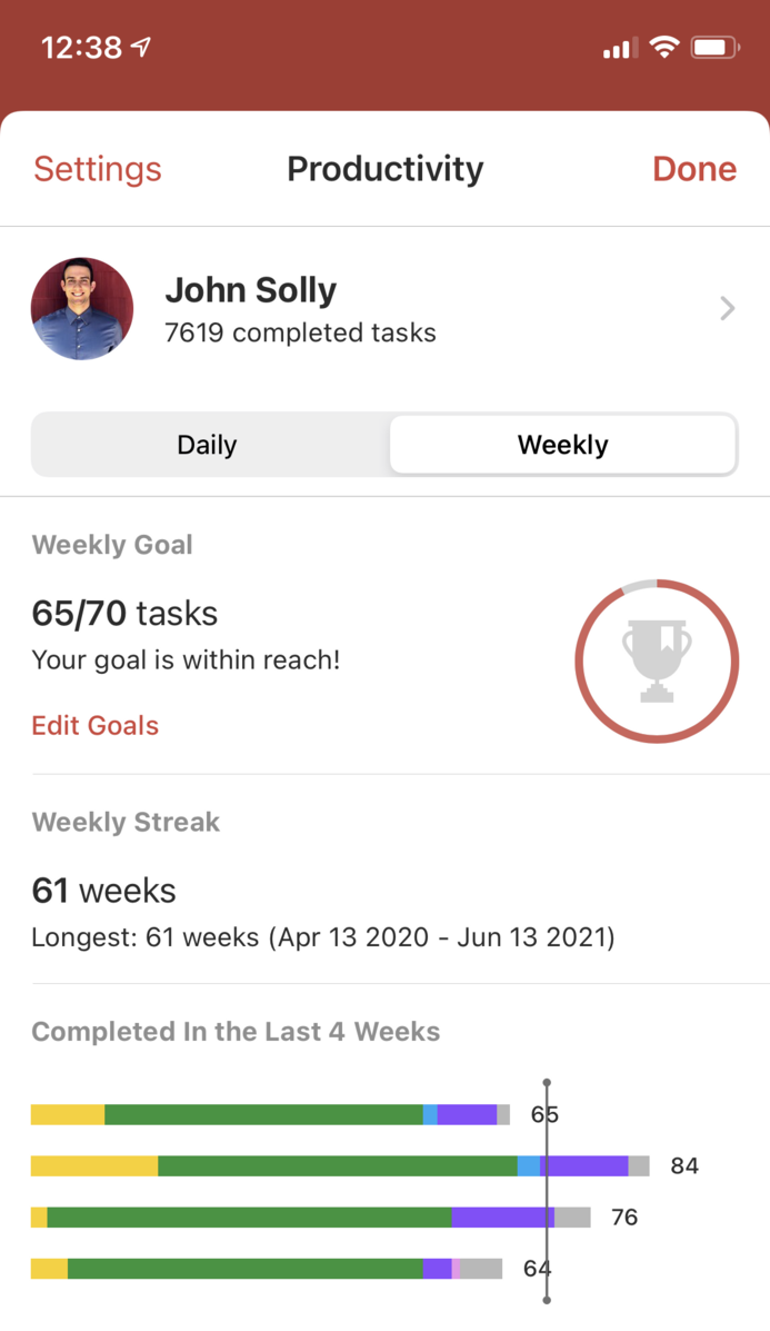 Todoist Productivity View