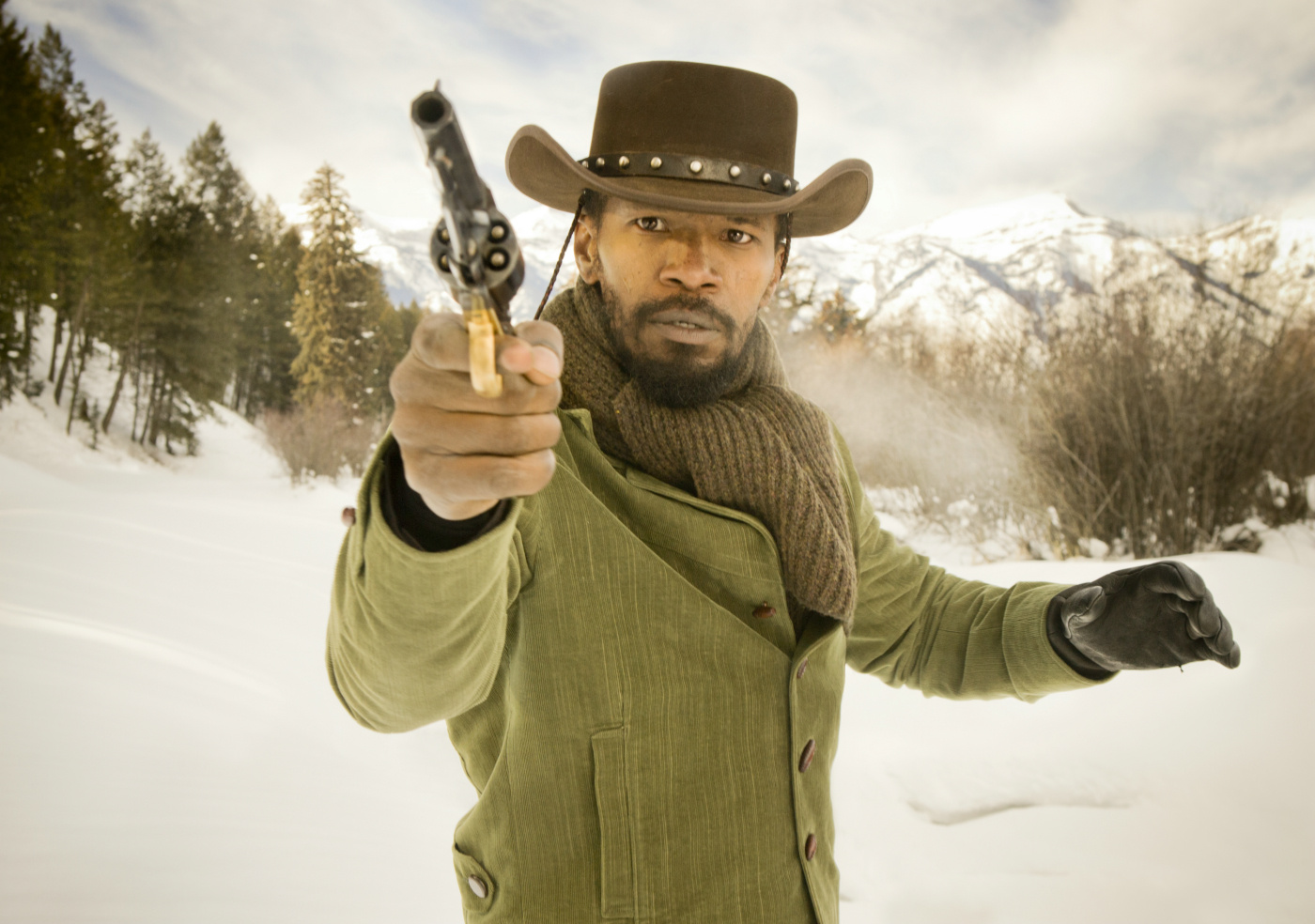 Protagonist from Django Unchained holding a revolver